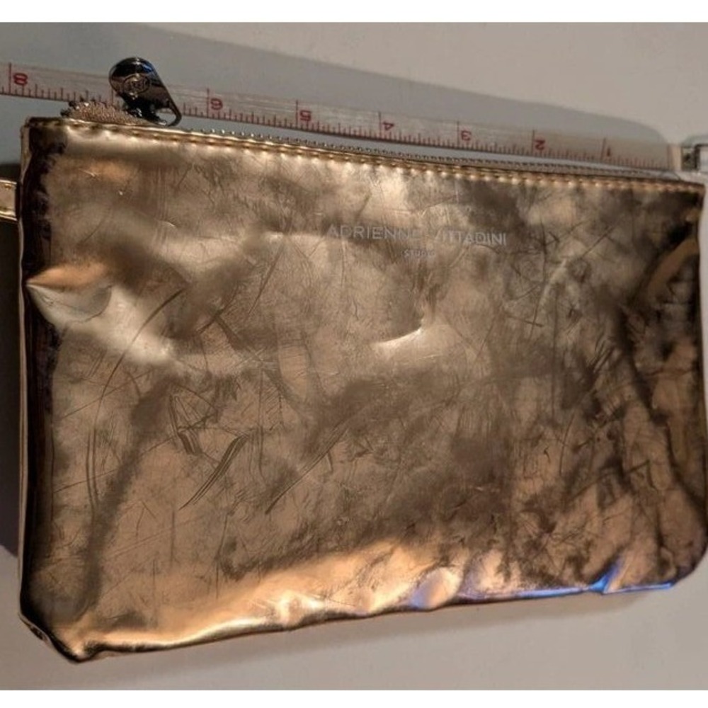 Adrienne Vittadini Studio Rose Gold Metallic Wristlet Pouch with Charging Cable